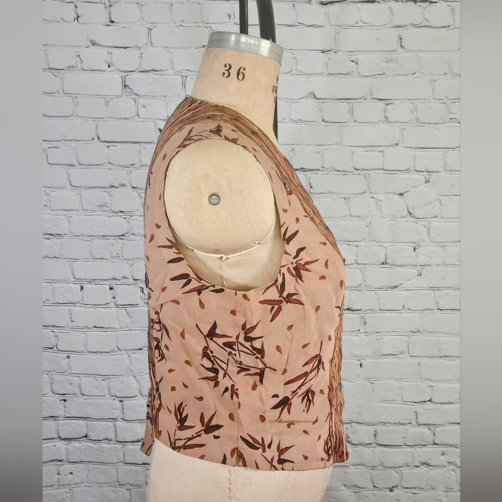 Doncaster NWT Brown & Tan Bamboo Leaf Rayon & Flax Vest Size 16 - Picture 4 of 8